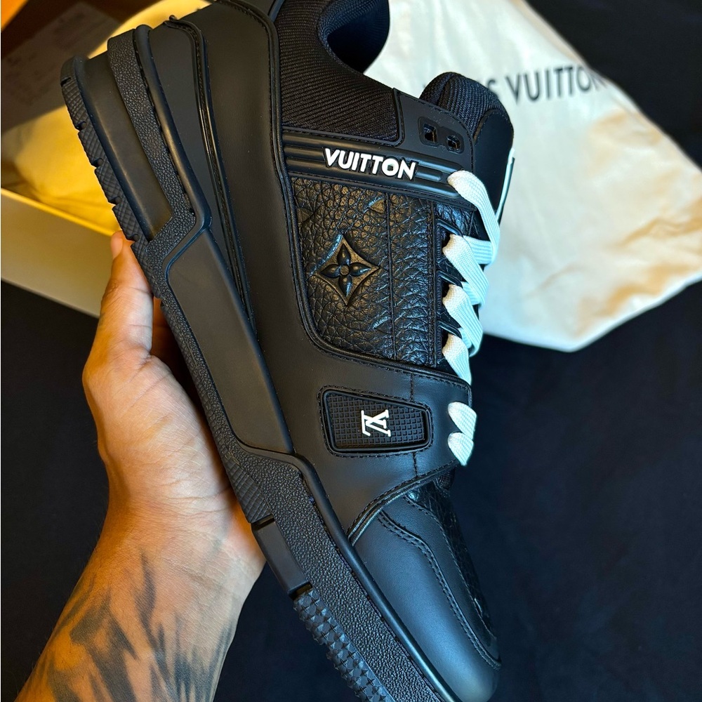 Louis Vuitton Men's Black and White Sneakers - Picture 2 of 6